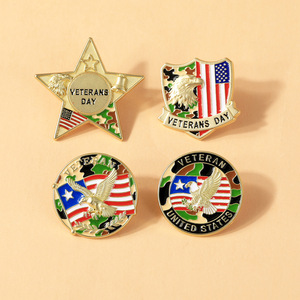 美国退伍军人节纪念胸针旗帜鹰金属徽章节日礼品别针 - Product Image 1