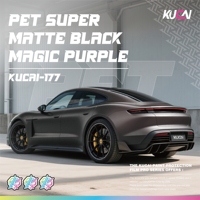 Film adhésif PVC pour voiture, effet super mat noir magique violet, 1,52 x 17 m, sans bulles d'air, changement de couleur automatique, très vendu
