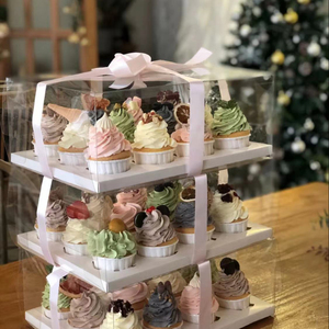 批发Cajas Para纸杯蛋糕透明纸蛋糕容器透明纸杯蛋糕盒杯子蛋糕盒散装甜甜圈盒12孔 - Product Image 2