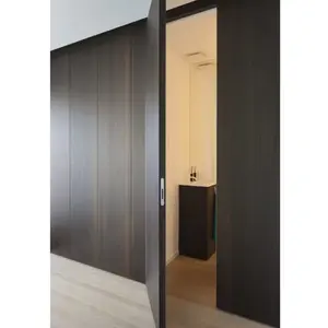 Desain pintu tidak terlihat Flush Interior kayu Modern dengan engsel tersembunyi tanpa bingkai pintu rahasia dalam konstruksi