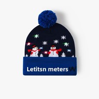 Cappello Invernale Lavorato a Maglia con LED Luminosi, Stile Y2K, Unisex, per Genitori e Figli, in Acrilico Jacquard