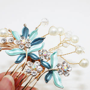 مشط شعر جانبي بتصميم قوس قزح من Jachon, مشط شعر جانبي لحفلات الزفاف ، مجوهرات لإشبينة العروس ، مشط شعر على شكل ورقة شجر ، مجوهرات عتيقة للزفاف - Product Image 6