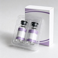 Boîte en papier rigide personnalisée avec insert en blister transparent en PET, boîte d'emballage à 2 compartiments pour petites bouteilles en verre