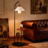 Lampe sur pied personnalisée en bois et métal avec étagères multiples, couleur et logo OEM, pour distributeurs de meubles
