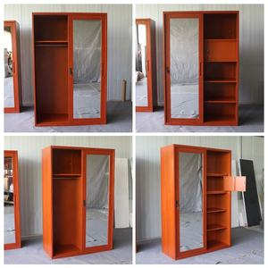 Armario Metálico <span class=keywords><strong>de</strong></span> Dos Puertas Corredizas con Espejo, Diseño Personalizado para Dormitorio, Color Madera, Impreso, <span class=keywords><strong>de</strong></span> Alta Calidad Premium - Product Image 3