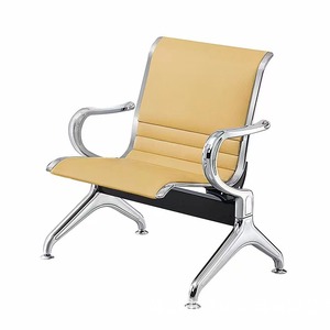 Sillas de espera Ssyou de 3 plazas, de cuero negro, con reposabrazos, para uso en aeropuertos y hospitales. - Product Image 2