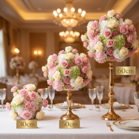 Centre de table floral moderne en soie rose de haute qualité, rose romantique, 30 cm, décoration de mariage, arrangement élégant