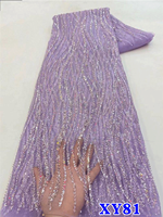 Dentelle perlée de haute qualité NI.AI, dentelle à sequins bleue, dentelle brodée en maille, tissu en dentelle pour les fêtes