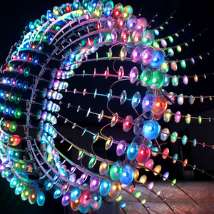 Decoraciones de jardín para <span class=keywords><strong>el</strong></span> hogar, escultura cinética de acero inoxidable, spinner con motor y luces led - Product Image 5