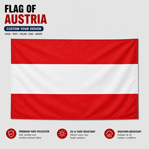 Bandera de Austria de 150 x 90 cm, 100% Poliéster, con Ojales Metálicos, 90g, Colores Vivos, Resistente a la Decoloración, Duradera, con Logotipo - Product Image 1