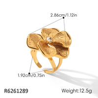 Anillo Pansy para Mujer, Oro, Texturizado, con Flor, Banda Dividida Ajustable, Martillado, Orgánico, Sólido, Brillante, Joyería Fina, Regalo