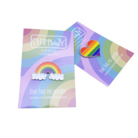 Épinglettes arc-en-ciel personnalisées émail doux coeur aimant pull tricoté bricolage épingles Badge avec carte de support épinglettes