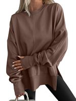 Sudadera Holgada Estampada Transpirable para Mujer, Otoño/Primavera, con Hombros Caídos y Aberturas Laterales, Estilo Urbano, Venta al por Mayor