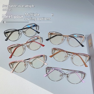 Vente chaude rétro métal cadre personnalité luxe cristal oeil de chat Anti lumière bleue lunettes lunettes - Product Image 3