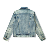 Jaket Denim Vintage pria, kualitas tinggi kasual Vintage dicuci tertekan kancing kerja