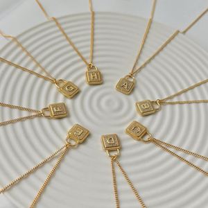 DYLAM Personalized Statement 925 Sterling <b>Silver</b> 18K Gold Plated 5A Zirconia A-Z 26 <b>Initials</b> Custom Lock Pendant <b>Necklace</b> - Product Image 4