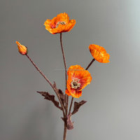 Fleurs artificielles de pavot L-554, tige de pavot en soie artificielle, couleur bordeaux vintage, orange, fleur artificielle pour mariage, décoration de vase à domicile