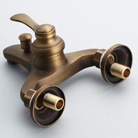 Grifo de Baño de Latón Antiguo con Ducha Manual, Grifo de Baño de Pared, Estilo Nostalgia para Baño
