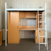 Lit superposé en métal moderne et durable pour adultes, Queen sur Queen avec bureau et rangement