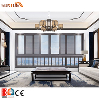 Fenêtre coulissante horizontale à double vitrage avec cadre en alliage d'aluminium personnalisé, résistante aux ouragans, fenêtres virtuelles en aluminium