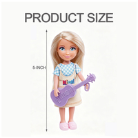 Poupée réaliste de 5 pouces avec tenues et accessoires tendance, jouet de jeu d'imitation pour enfants avec guitare, appareil photo et fleur pour filles