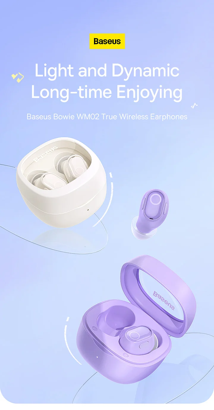 For Baseus Bowie WM02 True Wireless Earphones Blue tooth earphone headset earplugs