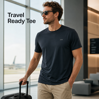 JENI Smart Casual 150gsm Heren Crew Neck Shirt Zacht Aanvoelend Ademend Snel Droogend Top voor Werk Reizen Weekend