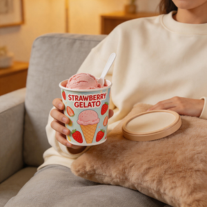 Custom Print Ecofriendly Soup Tarrina <b>Cup</b> With Lid for Food Safe Grade Paper Ice Cream Use - Product Image 1