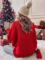 Pull en maille à col roulé pour femme, motif Joyeux Noël, en stock, faible MOQ, vente en gros, pull chaud pour les fêtes d'hiver, Black Friday