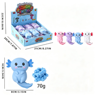 Vente en gros usine : Boule de boue Axolotl croustillante, qui couine et ne rebondit pas, idéale comme cadeaux promotionnels pour fêtes