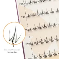 Cils en éventail sans colle, aspect naturel, cils inférieurs de type mère, petites flammes, grappes individuelles segmentées pour débutants