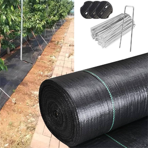 Rollo de <span class=keywords><strong>tela</strong></span> UV de estabilización Cubierta de suelo agrícola Planta de <span class=keywords><strong>vivero</strong></span> Membrana de control de malezas Tapete de malezas tejido de PP negro - Product Image 3