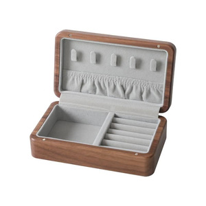 Walnut Wood Jewelry <b>Box</b> 10.5cm Solid Wood Storage Organizer For Rings <b>Earrings</b> Necklace Travel Use - Product Image 4
