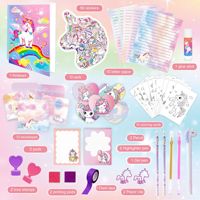 Ensemble de journal intime DIY licorne violette GF Hot Sales, carnet de notes classique en carton, ensemble de papeterie pour filles et enfants