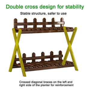 2層ウッド屋内/屋外植物スタンドコーナー植物棚ラック複数植木鉢用ガーデン用途 - Product Image 4