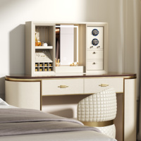 Table de maquillage électrique moderne pour intérieur avec miroir LED et remontoir de montres, bureau de maquillage intelligent à élévation automatique avec rangement