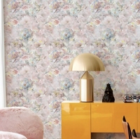 Wallpaper 2026 Desain Baru Bahan PVC / Vinyl Embos Tebal dengan Desain Bunga Besar Mengkilap/Perak untuk Kamar Tidur Hotel