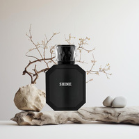 Vente en gros Polygone personnalisé noir mat élégant flacons de parfum en verre avec boîtes et sacs ronds personnalisables emballage pour dames