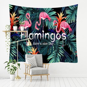 Vibrant lumineux tropical flamant rose série maison fond mur œuvre artisanat Rectangle affiche couverture Polyester tapisseries - Product Image 3