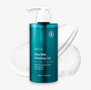 Gel nettoyant hydratant doux AVCA 300ml, faible irritation, nettoyant visage, acide hyaluronique, niacinamide, soin coréen pour tous types de peau - Product Image 1