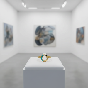 แหวนทองคำ 22k สำหรับสุภาพสตรี ดีไซน์ทันสมัยรูปทรงวงกลม พร้อมการตกแต่งด้วยเคลือบเงา - Product Image 2