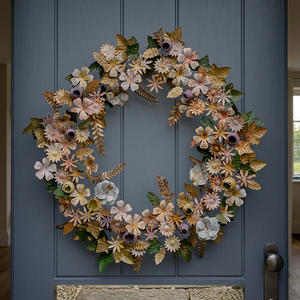Corona Floral Rústica Hecha a Mano, Redonda, Decorativa, de Flores de Plástico, Sin Iluminación, en Paquete Individual, Corona Artesanal de Alta Calidad - Product Image 6