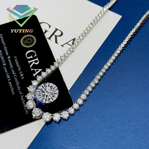 Luxury Hiphop Style 18k Gold Plated S925 Sterling Silver VVS D Color Moissanite Round Brilliant Cut Tennis <b>Necklace</b> for Unisex - Product Image 6