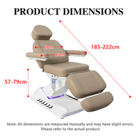 Table de soin électrique de luxe personnalisée à 3 moteurs, réglable en hauteur, avec dossier et repose-jambes, LED, double commande, pour spa facial, salon et tatouage