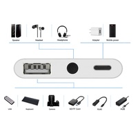 Hub USB C 3 en 1 al por mayor con puerto USB 3.0, conector de audio AUX y carga rápida DC para teléfonos Android y portátiles - Nuevo material ignífugo para PC