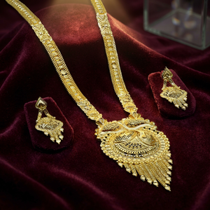 สร้อยคอยาวแบบดั้งเดิมสำหรับผู้หญิงขายส่ง ชุบทองไมโคร 14K 18K 24K ความยาว 24 นิ้ว สร้อยแบบป๊อปคอร์น ชุดเครื่องประดับแฟชั่น ต่างหู - Product Image 3