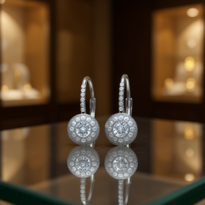Orecchini da donna con zirconi cubici, design a pavé completo, gioielli per abiti da sera - Product Image 2