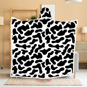 2024 nuevo diseño personalizado impreso franela cálido invierno hogar capa de gran tamaño con capucha Poncho con capucha manta usable - Product Image 5