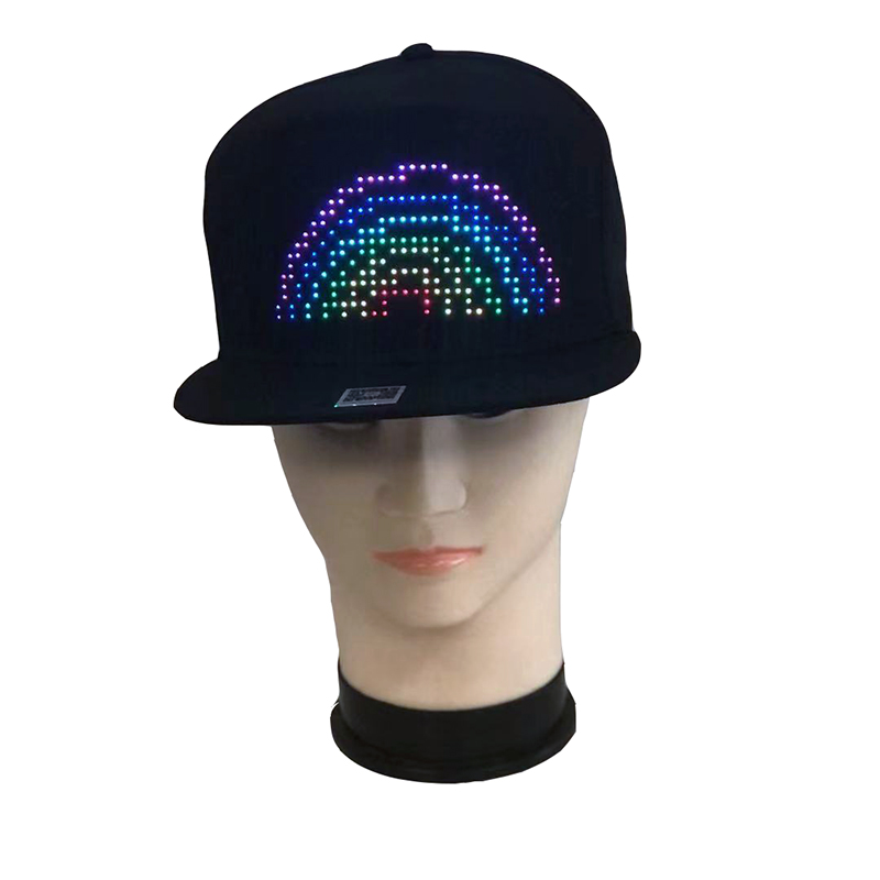 Luminous Baseball Cap Multi Language Display LED Hat Rolagem Mensagem RGB LED Cap USB Carregamento Programável LED Caps e chapéus