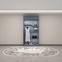Présentoirs à chaussures en bois Sundo Boutique Bag Store, présentoirs à chaussures modernes en bois à fixer au mur avec éclairage LED pour les magasins de détail
